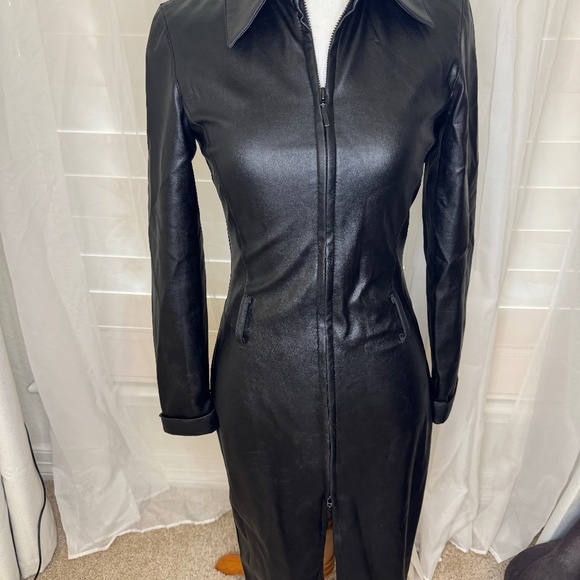 Vegan Leather Dress XS - Black - MANGO - Picture 1 of 4